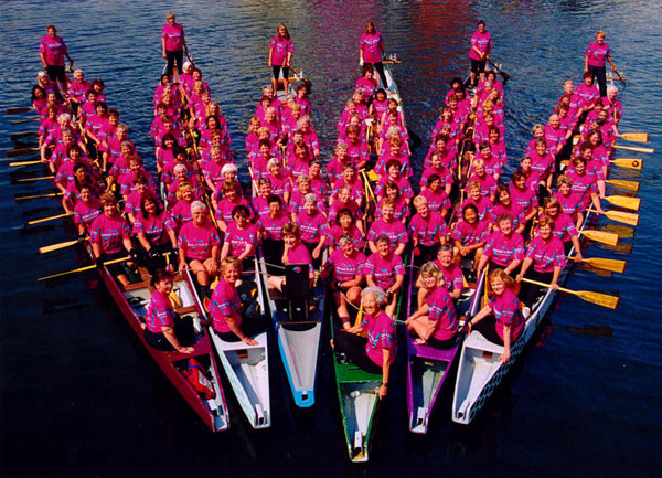 Breast cancer survivors dragon boat teams